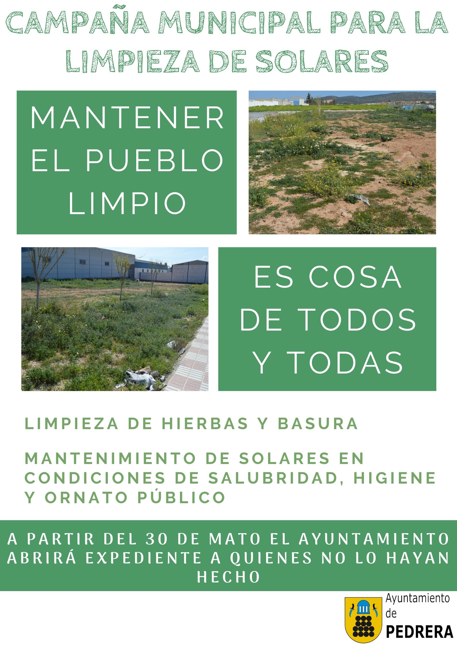 CAMPAÑA MUNICIPAL PARA LA LIMPIEZA DE SOLARES