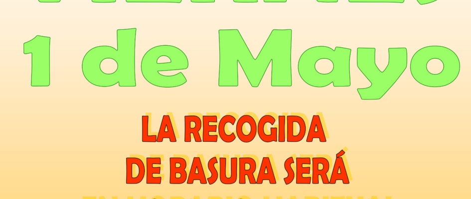 cartel recogida basura puente mayo 2020